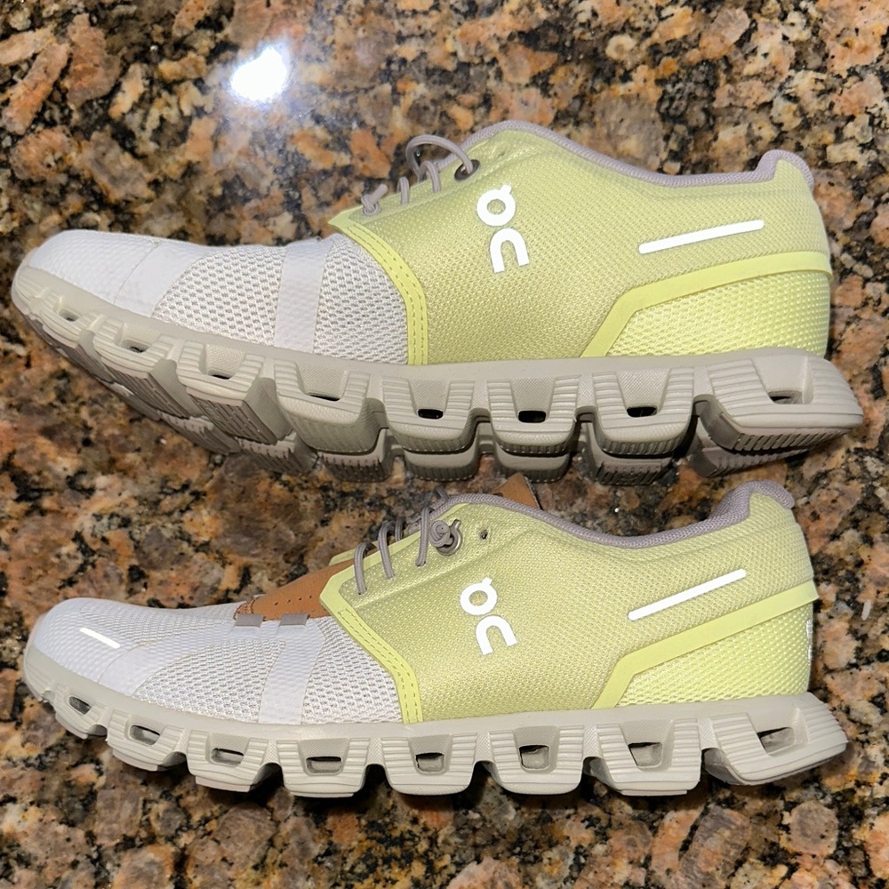 On Running Athletic Shoes in White and Light Green